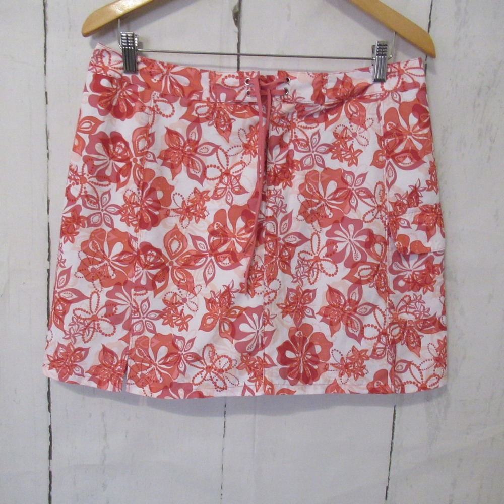 Title Nine Skort 8 Pink Floral Skirt Cargo Golf Pickleball Tennis Shorts Preppy